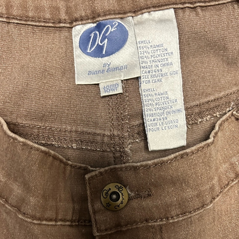 DG2 by Diane Gilman Brown Ramie Pants Jeans - Picture 3 of 3